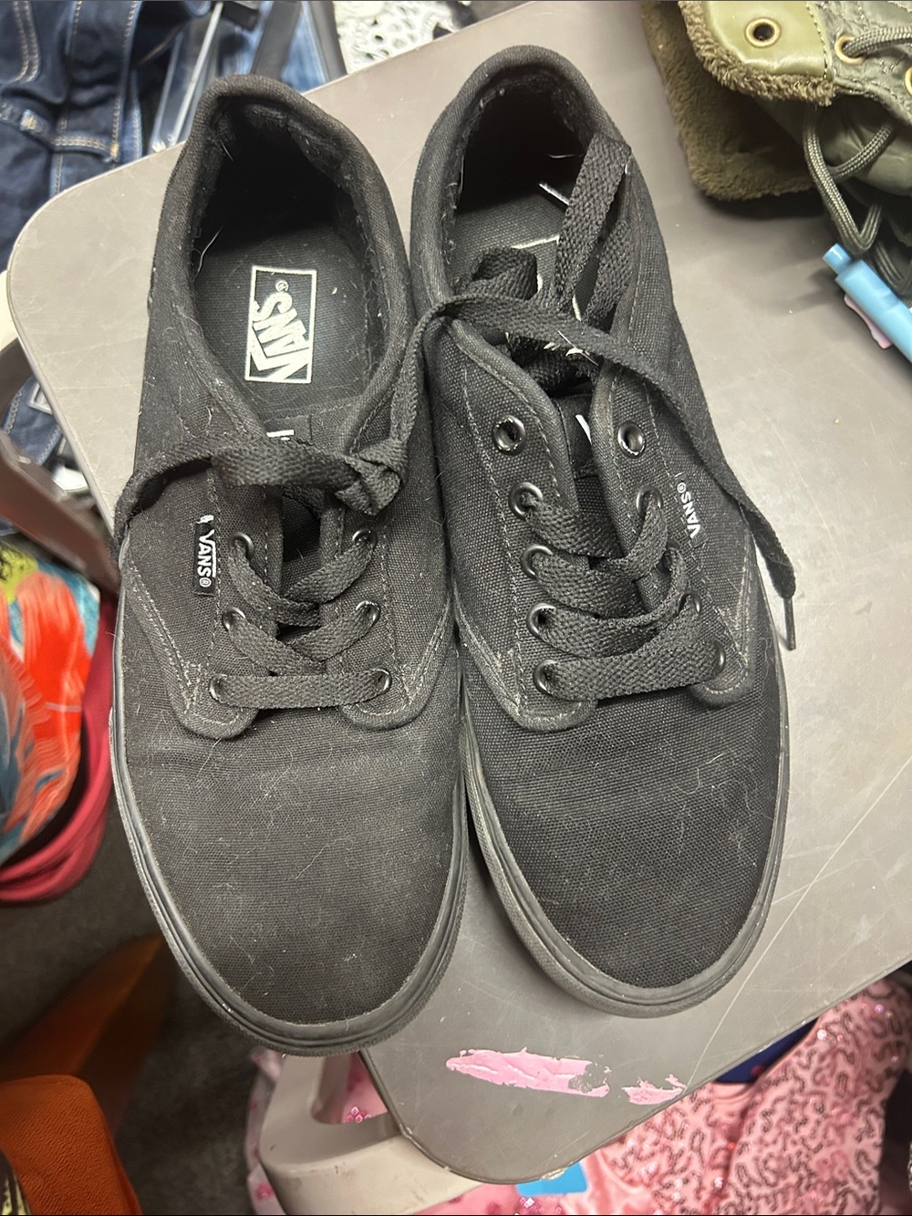 Vans Black Canvas Low-Top Lace-Up Sneakers